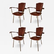 Jacques Adnet set of 4 arm chairs or playing card chairs