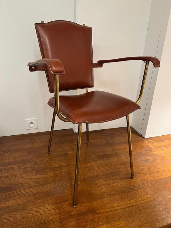 Jacques Adnet set of 4 arm chairs or playing card chairs