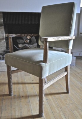 Jacques Adnet Set of 4 Cerused Oak Armchairs