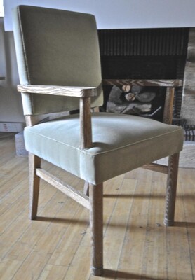 Jacques Adnet Set of 4 Cerused Oak Armchairs