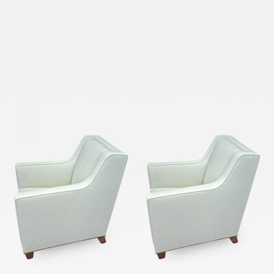 Jacques Adnet Superb Pure Design Pair of Club Chairs 