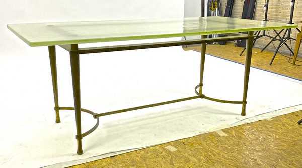 Jacques Quinet attributed dining table sand glass top.