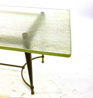 Jacques Quinet attributed dining table sand glass top.