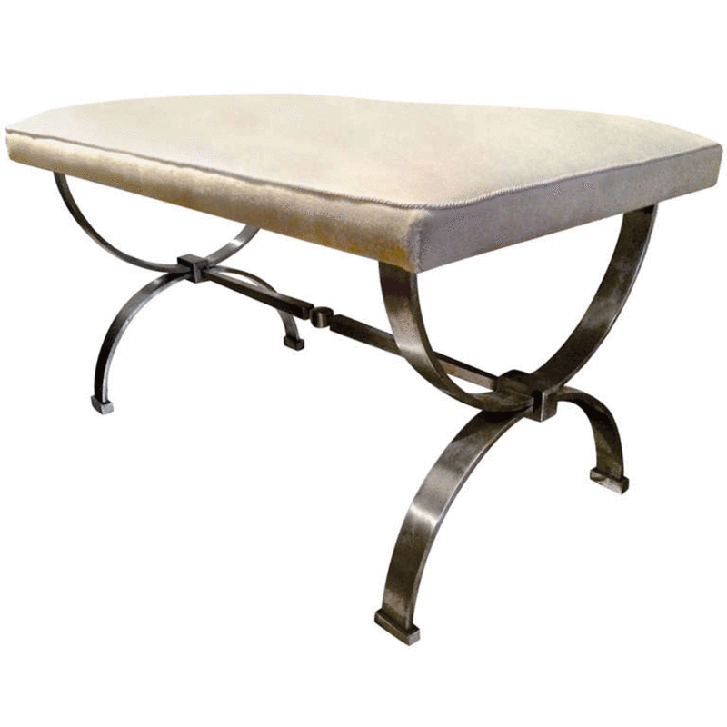 Jacques Quinet attributed solid brushed steel big bench