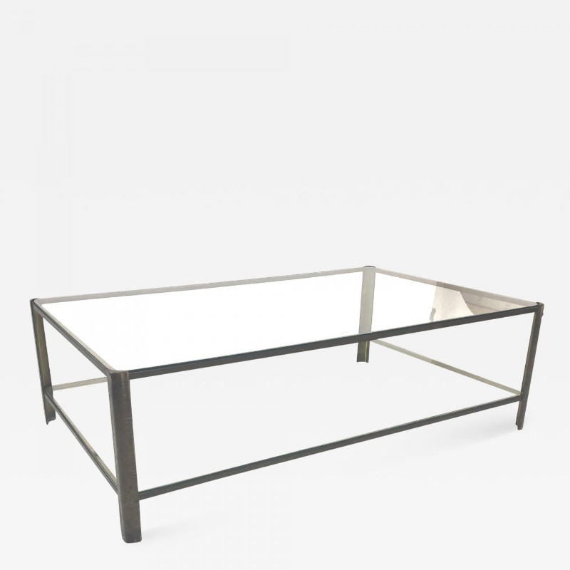 Jacques Quinet big two tier Bronze and Glass coffee table