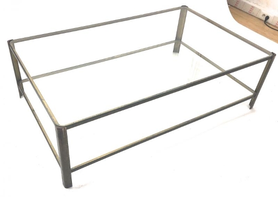 Jacques Quinet big two tier Bronze and Glass coffee table