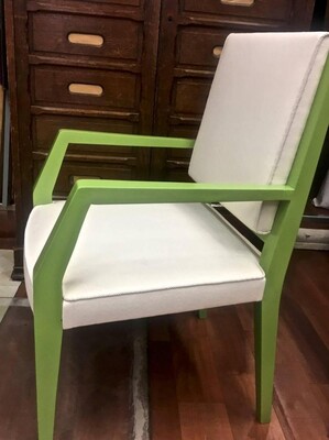 Jacques Quinet Green Lacquered Pair of Chairs Newly Covered
