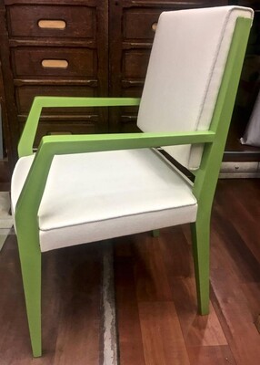 Jacques Quinet Green Lacquered Pair of Chairs Newly Covered