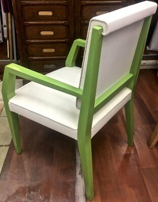 Jacques Quinet Green Lacquered Pair of Chairs Newly Covered