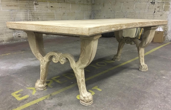 Jean Charles Moreux 1940s sand blasted coursed oak desk