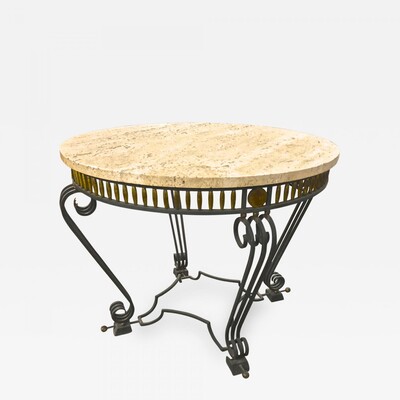 Jean Charles Moreux iron coffee table with gold accent