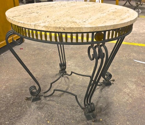 Jean Charles Moreux iron coffee table with gold accent