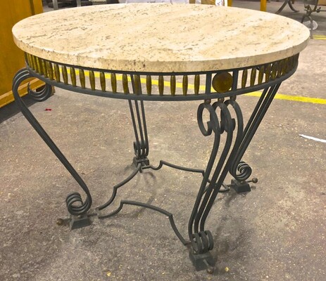 Jean Charles Moreux iron coffee table with gold accent