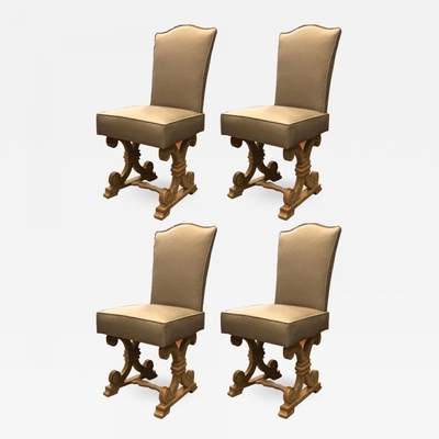 Jean Charles Moreux set of 4 oak cerused dinning chairs