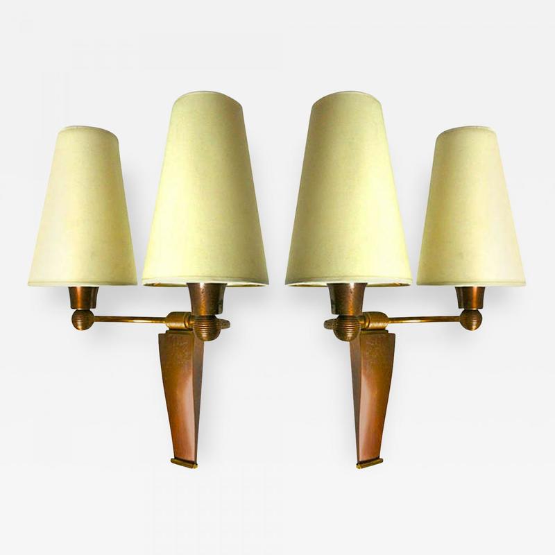 Jean Pascaud Gold Oxidized Bronze Sconces