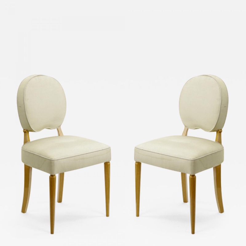 Jean Pascaud pair of sycamore lady vanity side chairs