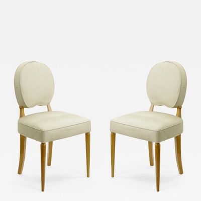 Jean Pascaud pair of sycamore lady vanity side chairs