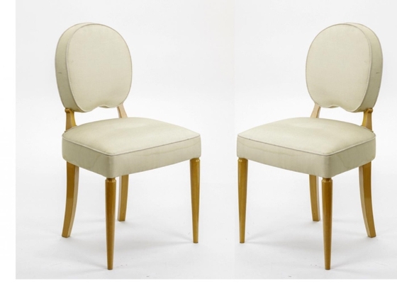 Jean Pascaud pair of sycamore lady vanity side chairs