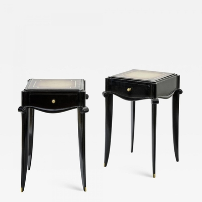 Jean Pascaud Pair Side Tables Églomisé Tops