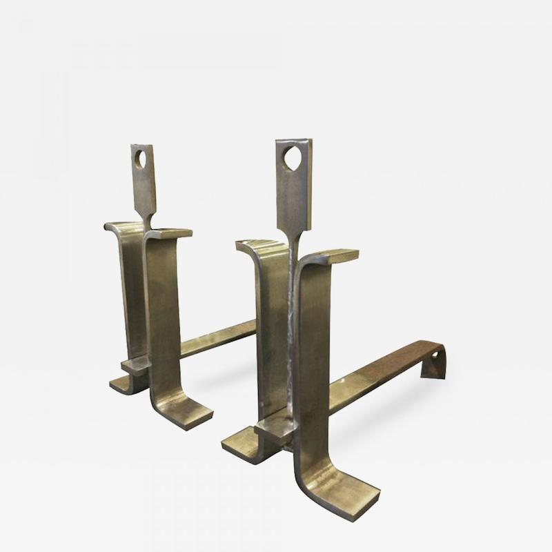 Jean Paul Creations Brushed Steel Andirons