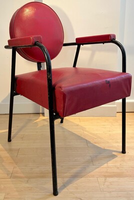 Jean prouve in the style awesome genuine pair of fifties iron and vynil chairs