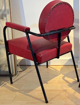 Jean prouve in the style awesome genuine pair of fifties iron and vynil chairs