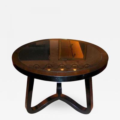 Jean Royère 1950s coffee table black opaline top.