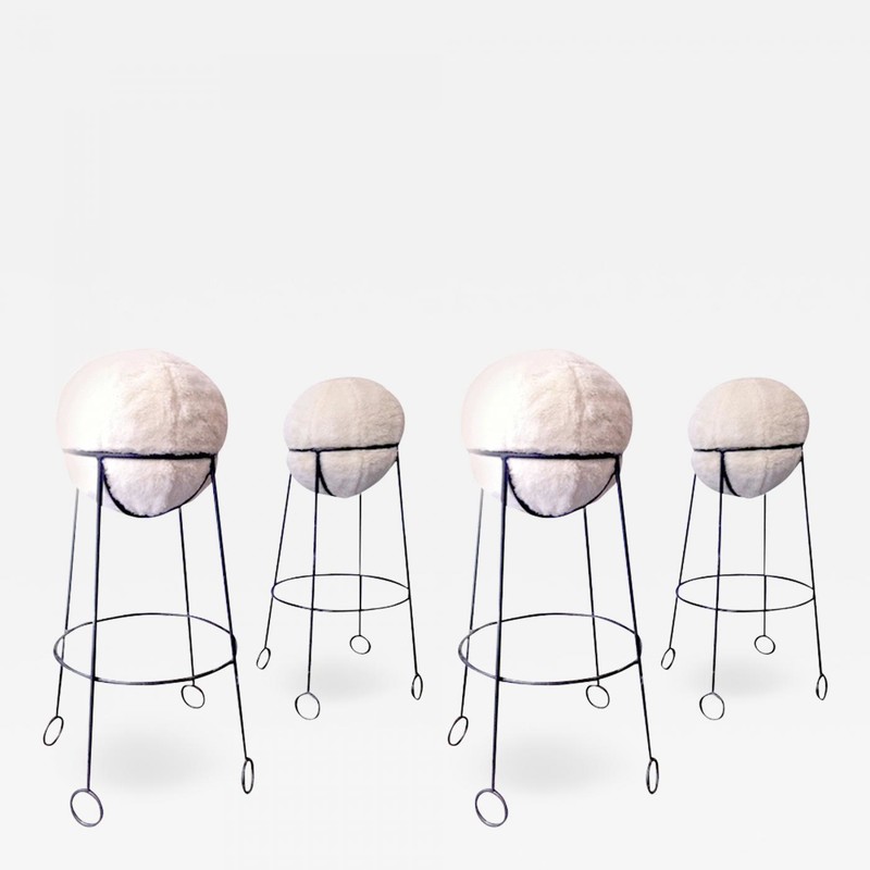 Jean Royère are documented set of 4 model 'yoyo' bar stools