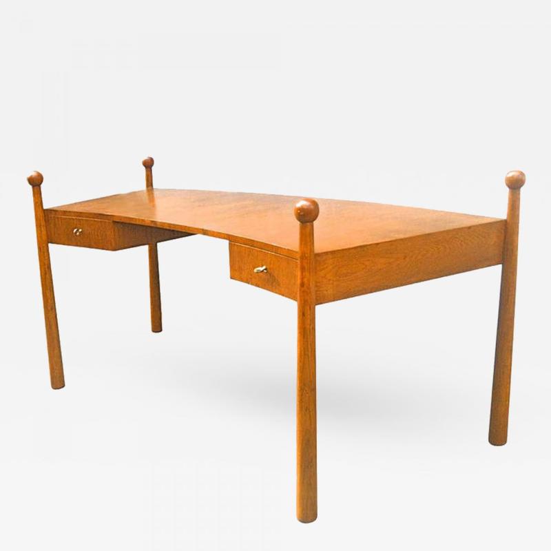 Jean Royère Documented Oak Curved Desk Model 
