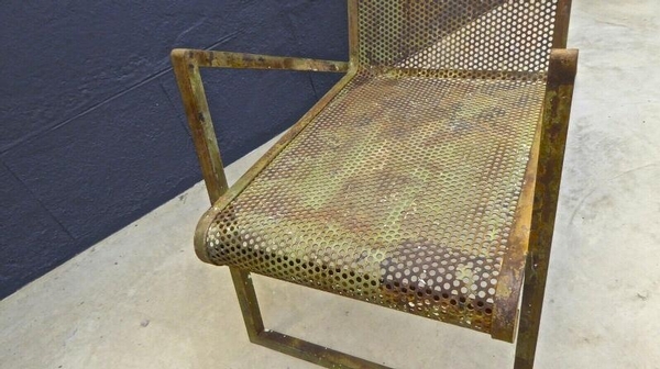 Jean Royere early rarest documented perforated iron lounge chair