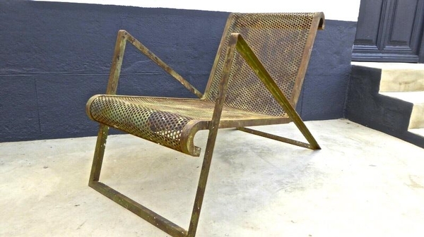 Jean Royere early rarest documented perforated iron lounge chair