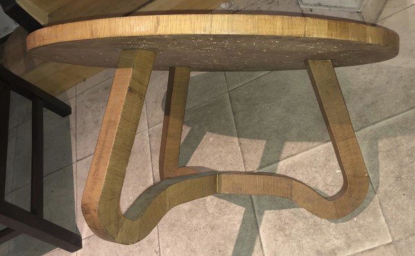 Jean Royère Genuine tripod oak coffee table in vintage condition