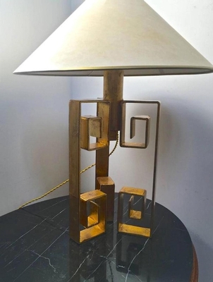 Jean Royère Gold Leaf Wrought Iron Table Lamp Model 