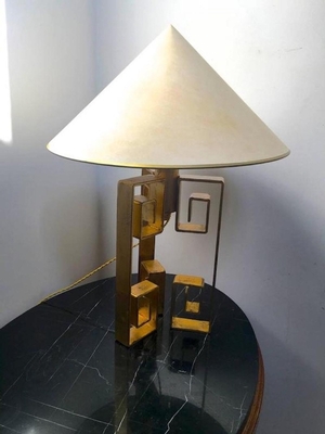 Jean Royère Gold Leaf Wrought Iron Table Lamp Model 