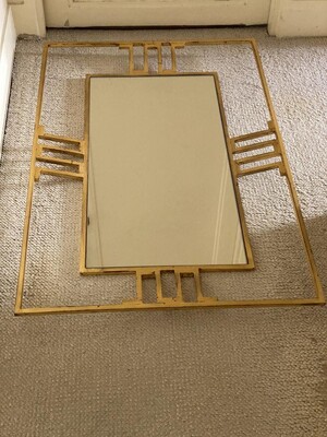 Jean Royere rarest documented gold leaf wrought iron mirror