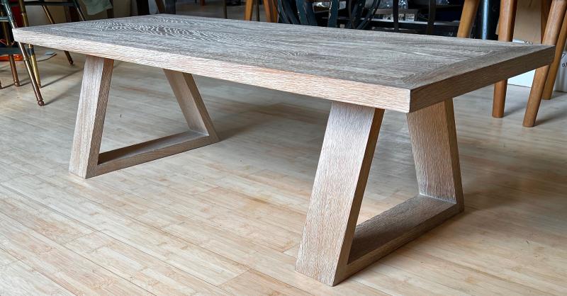 Jean Royere sand blasted cerused oak genuine coffee table