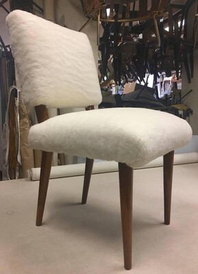 Jean Royere Set of Three Chairs Covered in Wool Faux Fur