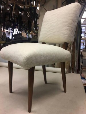 Jean Royere Set of Three Chairs Covered in Wool Faux Fur