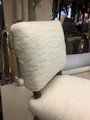 Jean Royere Set of Three Chairs Covered in Wool Faux Fur