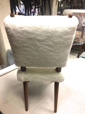 Jean Royere Set of Three Chairs Covered in Wool Faux Fur