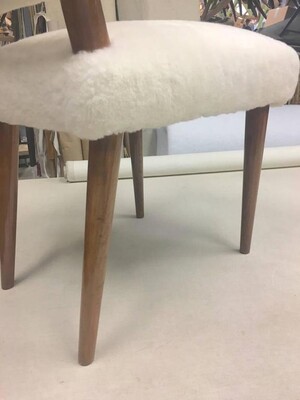 Jean Royere Set of Three Chairs Covered in Wool Faux Fur