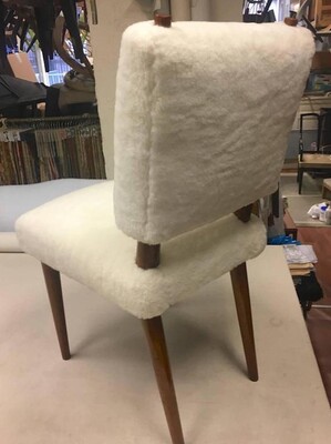 Jean Royere Set of Three Chairs Covered in Wool Faux Fur