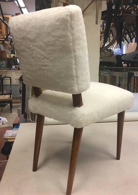 Jean Royere Set of Three Chairs Covered in Wool Faux Fur