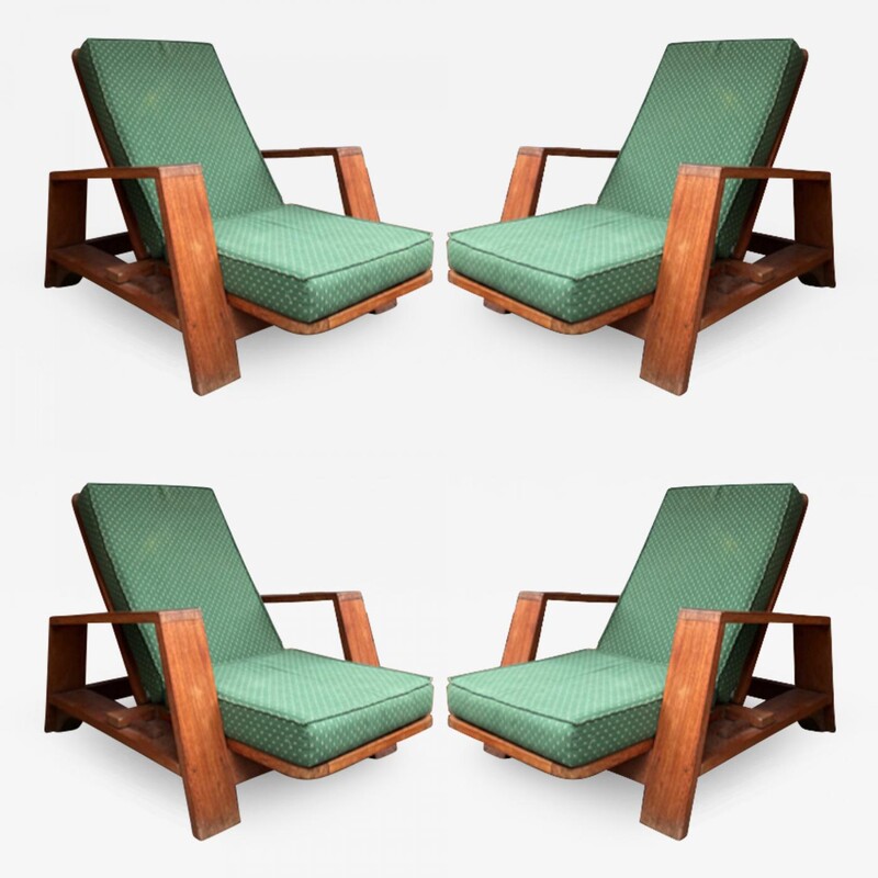 Jean Royere style rare set of 4 lounge easy chairs