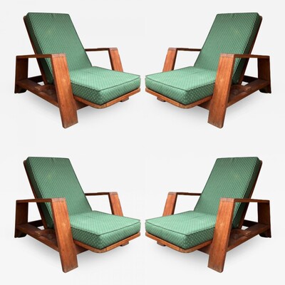 Jean Royere style rare set of 4 lounge easy chairs