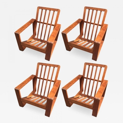 Jean Royère  style rare set of four lounge chairs