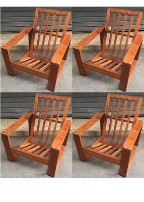 Jean Royère  style rare set of four lounge chairs