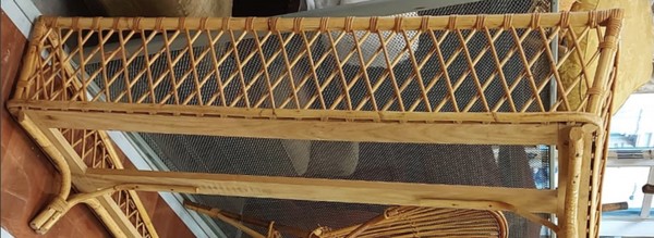 Jean Royere style rattan croisillon bed