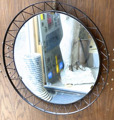 Jean Royere style refined wrought iron mirror
