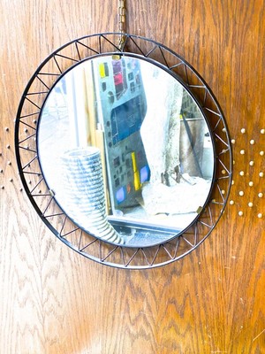 Jean Royere style refined wrought iron mirror